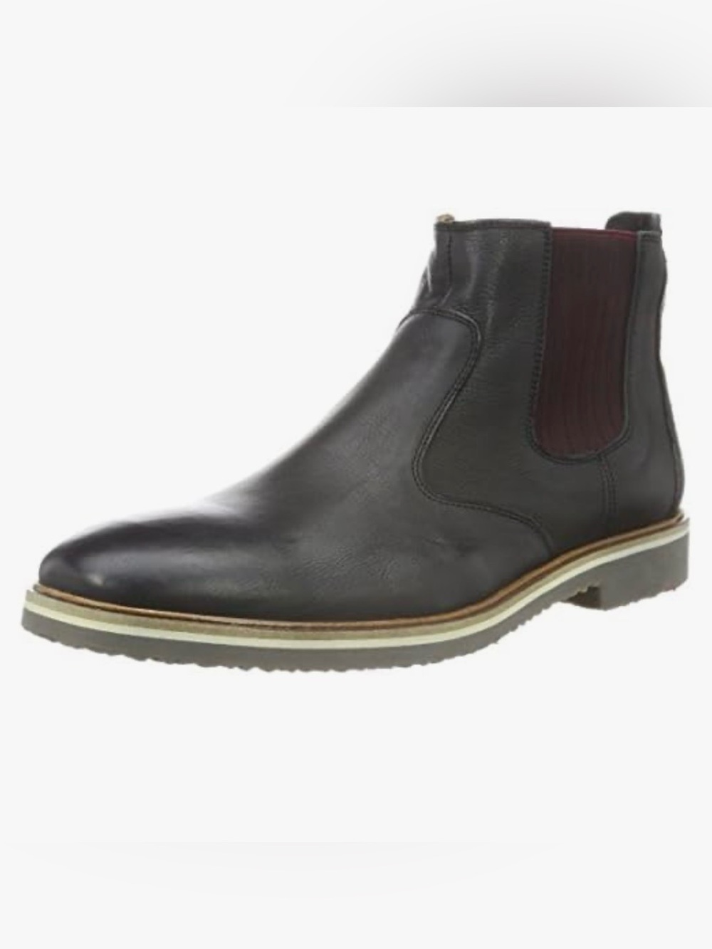 Lloyd Slava-Mid Chelsea Leather Boots - Black with Burgundy Elastic 9F079251
